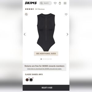 SKIMS SIGNATURE SWIMZIP FRONT SLEEVELESS ONE PIECE